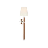 Bryant Large Wrapped Tail Sconce LIGHTING - sconce Visual Comfort - Signature Polished Nickel and Natural Leather