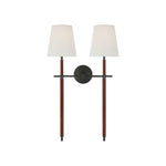 Bryant Large Wrapped Double Tail Sconce LIGHTING - sconce Visual Comfort - Signature Bronze and Saddle Leather