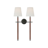 Bryant Large Wrapped Double Tail Sconce LIGHTING - sconce Visual Comfort - Signature Bronze and Saddle Leather
