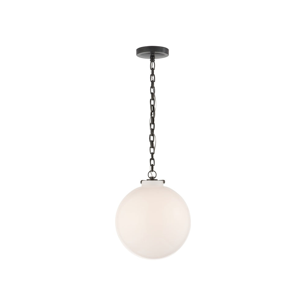 Katie Globe Pendant LIGHTING - pendant Visual Comfort - Signature Bronze White Glass