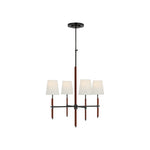 Bryant Small Wrapped Chandelier LIGHTING - chandelier Visual Comfort - Signature Bronze and Saddle Leather 4" x 5.5" x 6" Linen