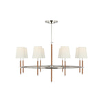 Bryant Wrapped Ring Chandelier LIGHTING - chandelier Visual Comfort - Signature Polished Nickel and Natural Leather 4" x 5.5" x 6" Linen