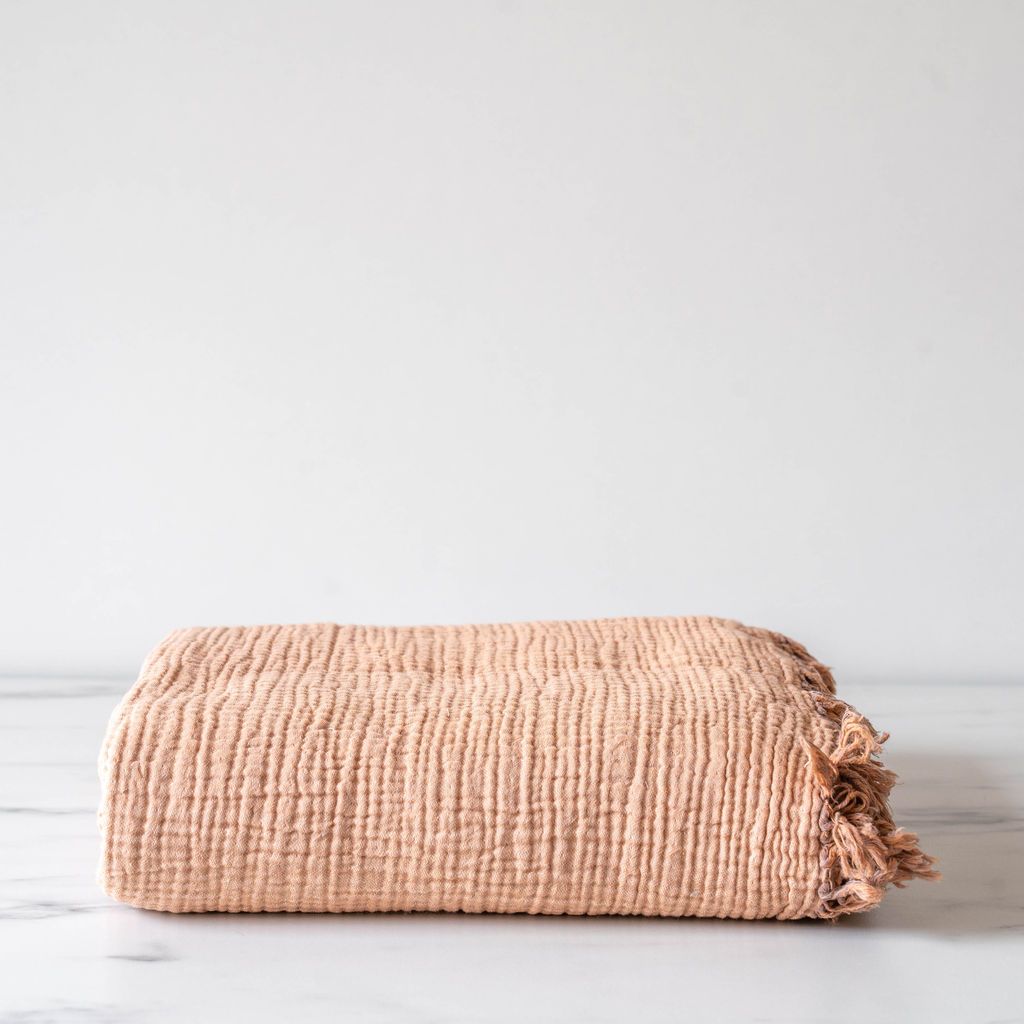 Crinkle Apricot Throw Blanket - Rug & Weave