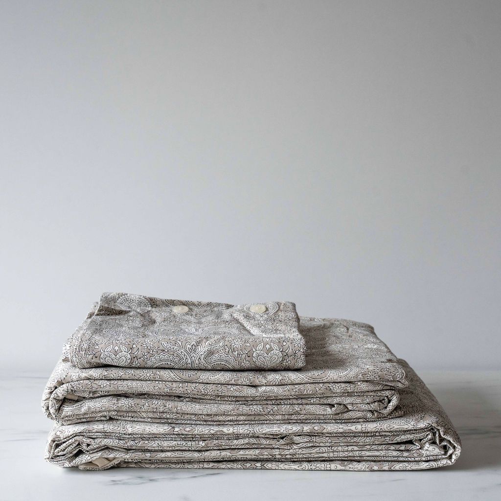 Grey Block Print Duvet Cover Set - Rug & Weave