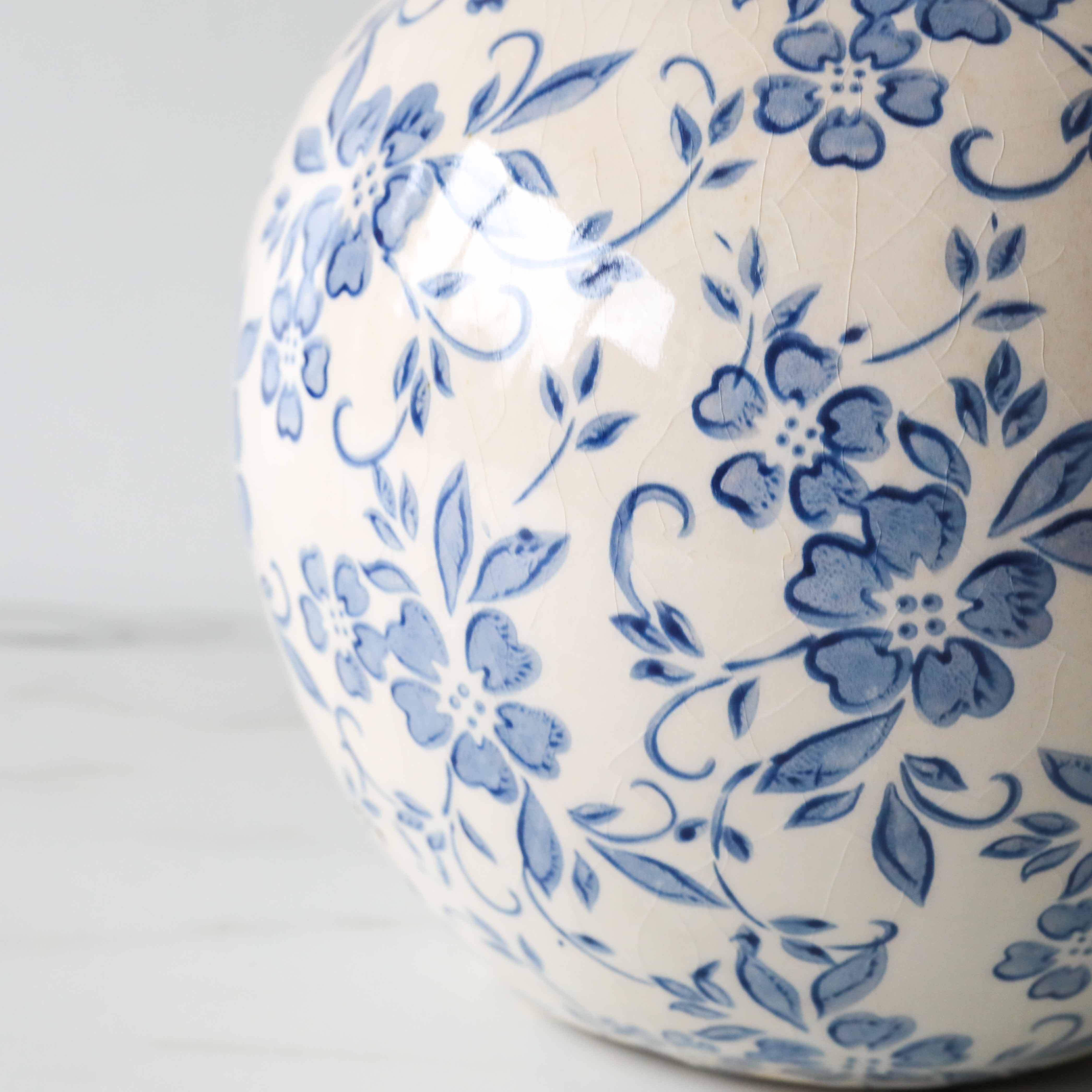 Blue Floral Terracotta Vase - Rug & Weave