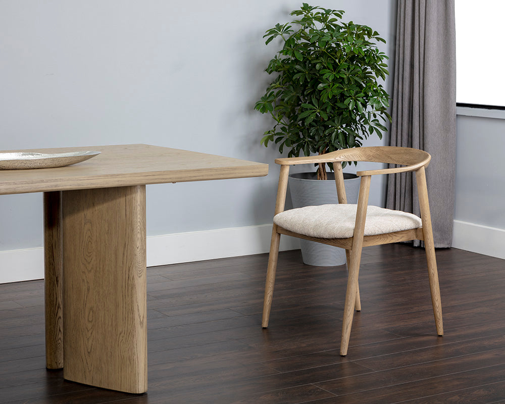Jeremy Dining Armchair / Weathered Oak / Dove Cream - Rug & Weave