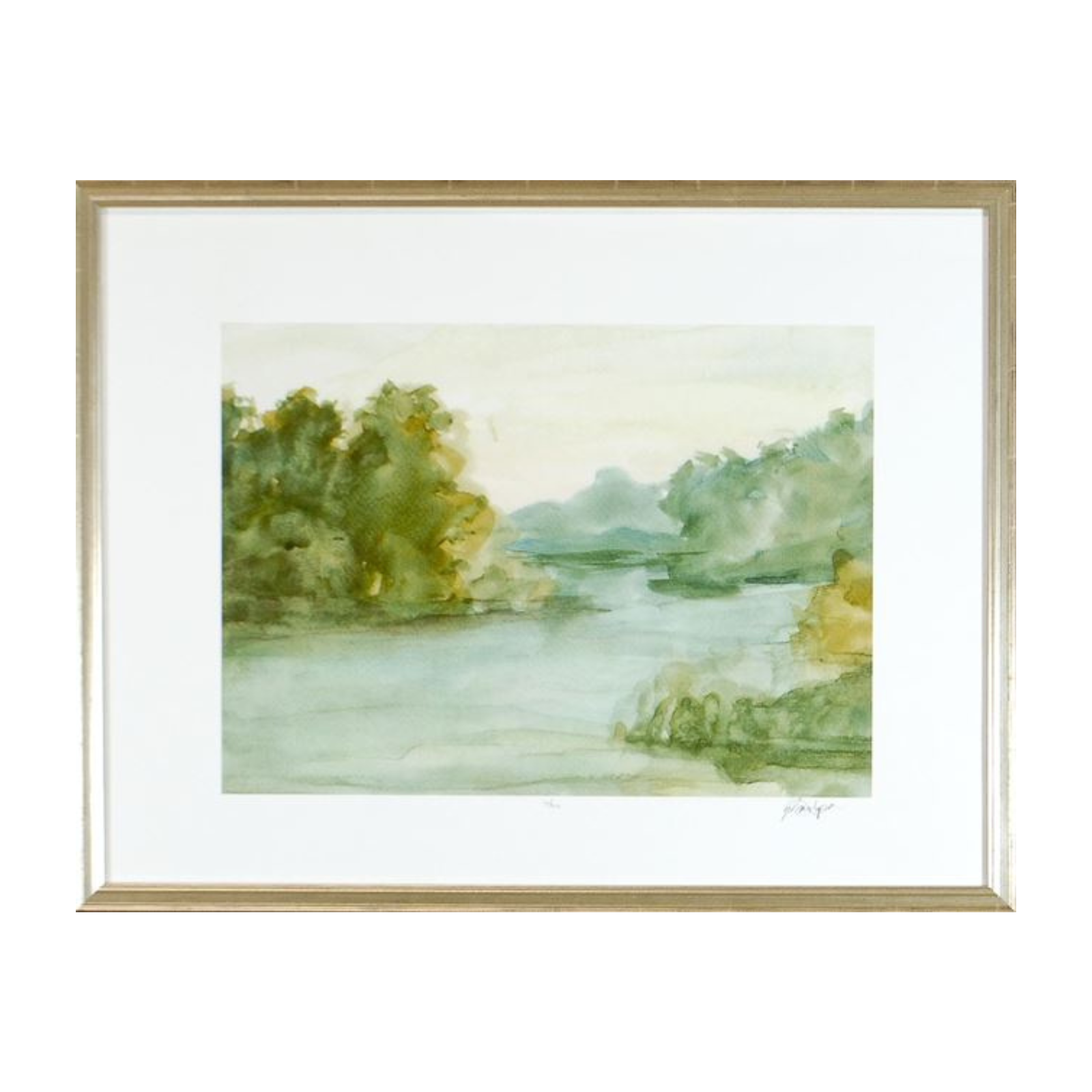 "Tree Lined River" Framed Art Print