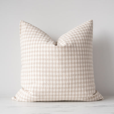 Gingham linen pillow