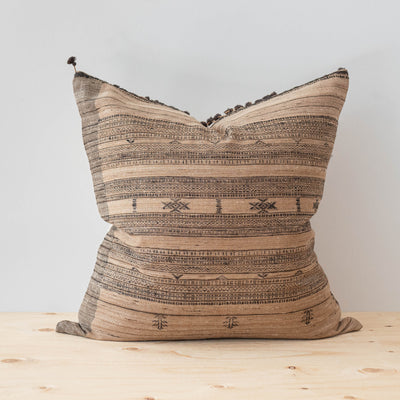 Mocha Tussar Fringe Pillow Cover - Rug & Weave