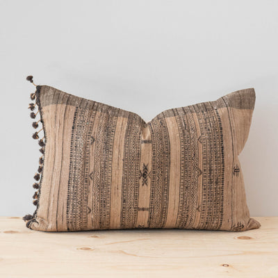 Mocha Tussar Fringe Pillow Cover - Rug & Weave