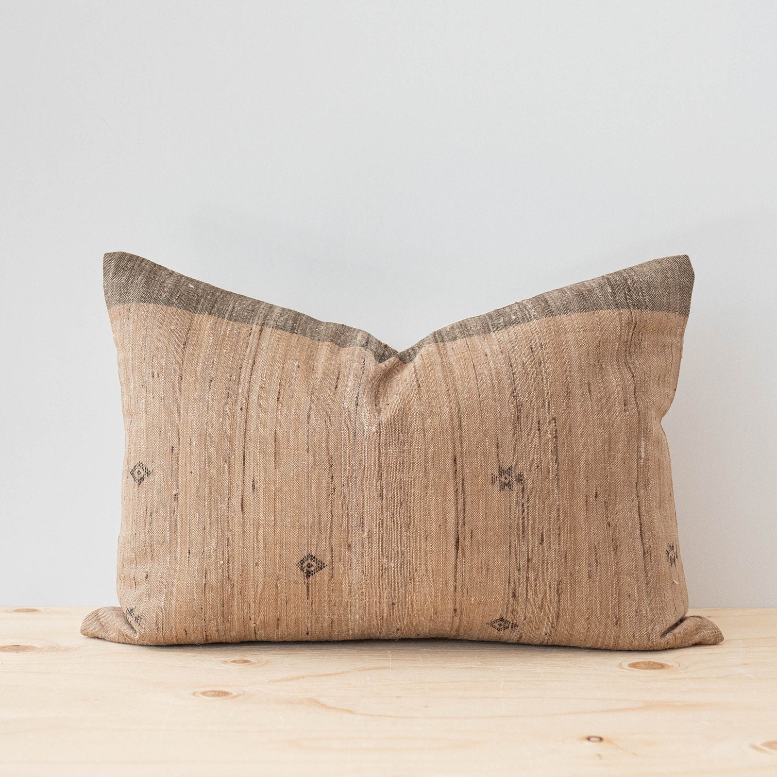 Mocha Tussar Pillow Cover 1 - PILLOWS - Tussar - neutral Rug & Weave Pillows 14" x 20"