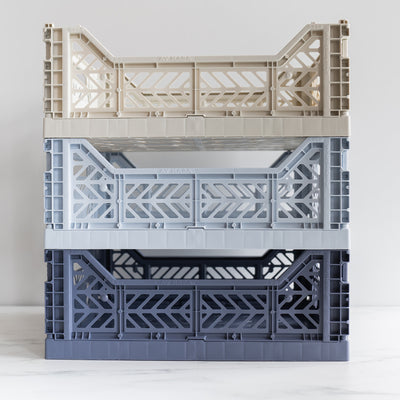 Pale Blue Folding Crate - Rug & Weave