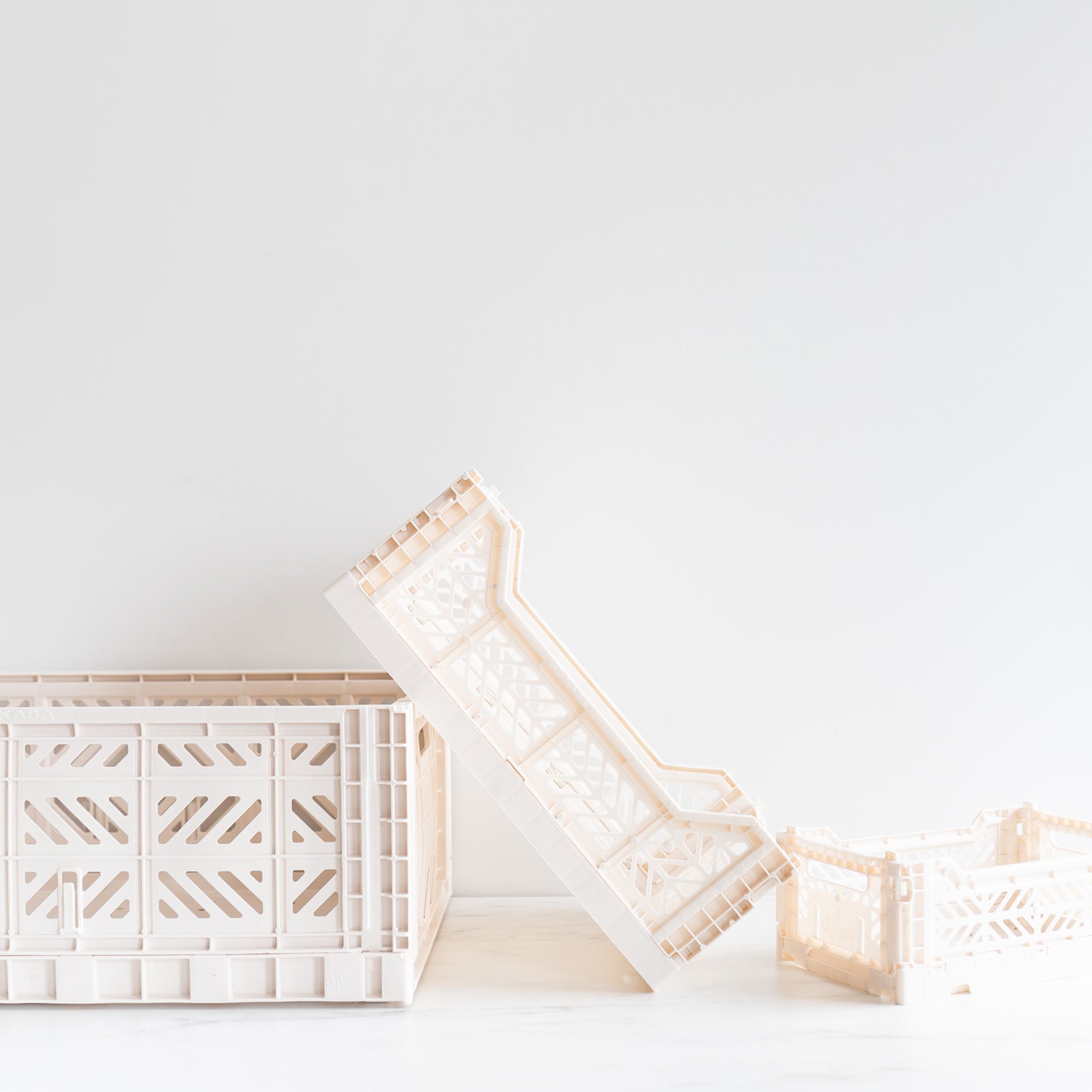 Coconut Milk White Folding Crate - Rug & Weave