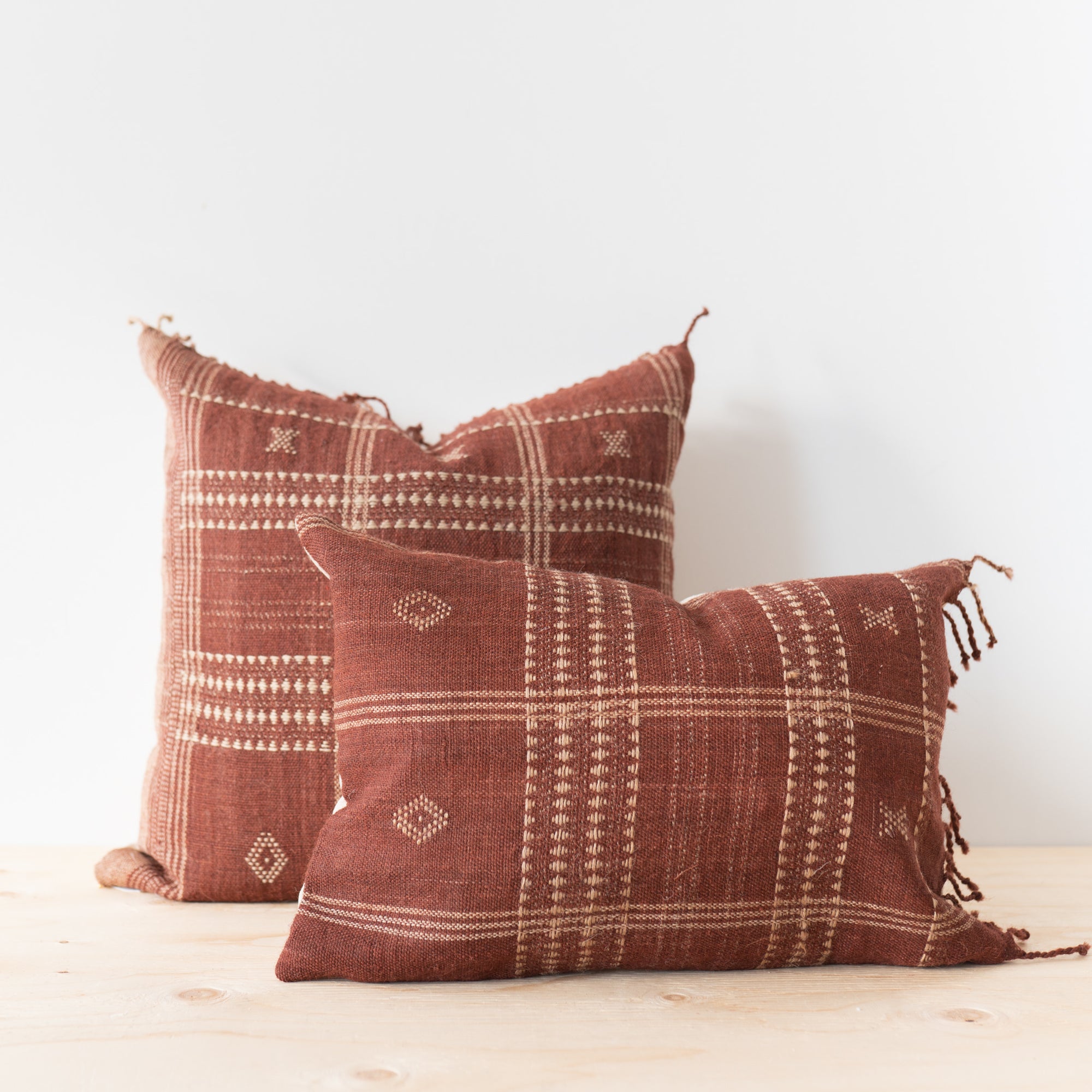 Rust Bhujodi Fringe Pillow Cover - Rug & Weave