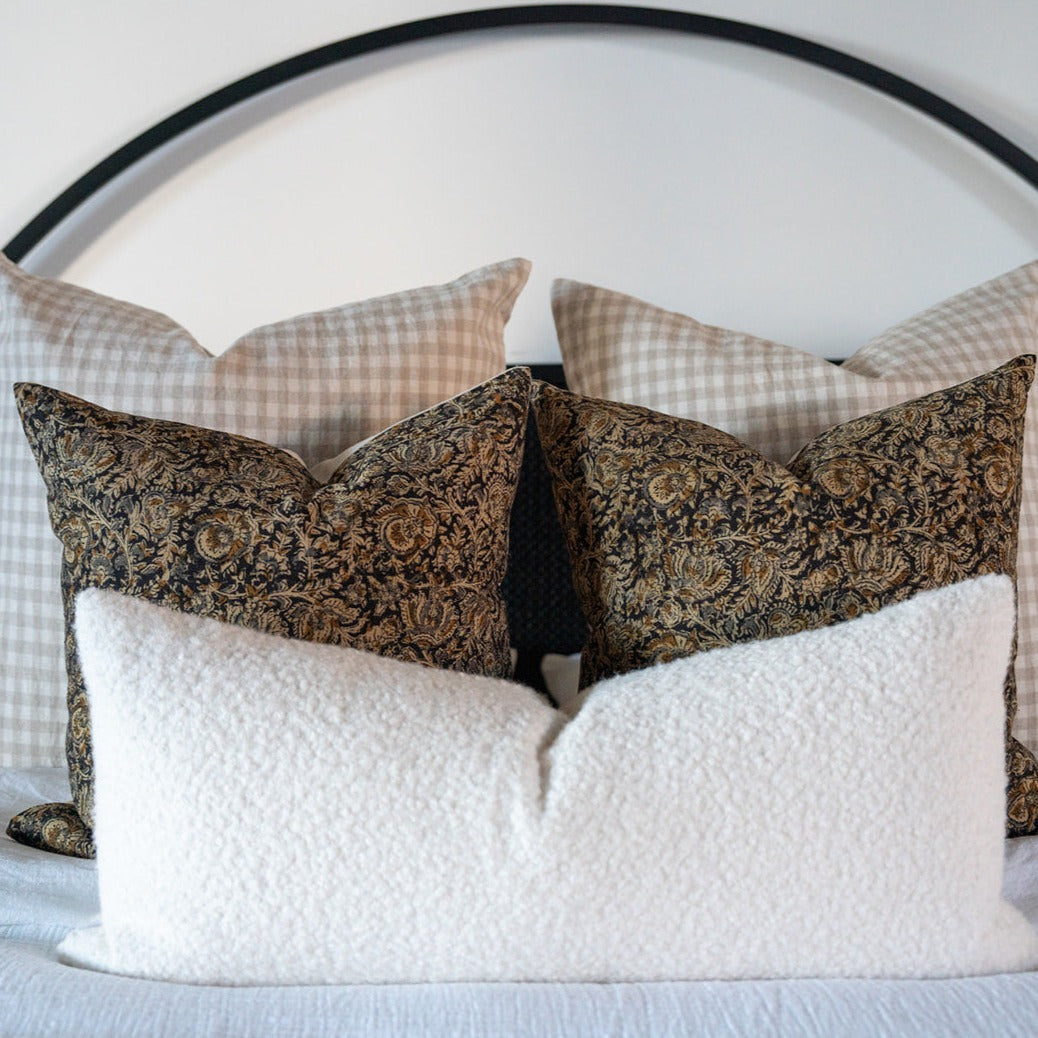 Gingham linen double sided pillow covers