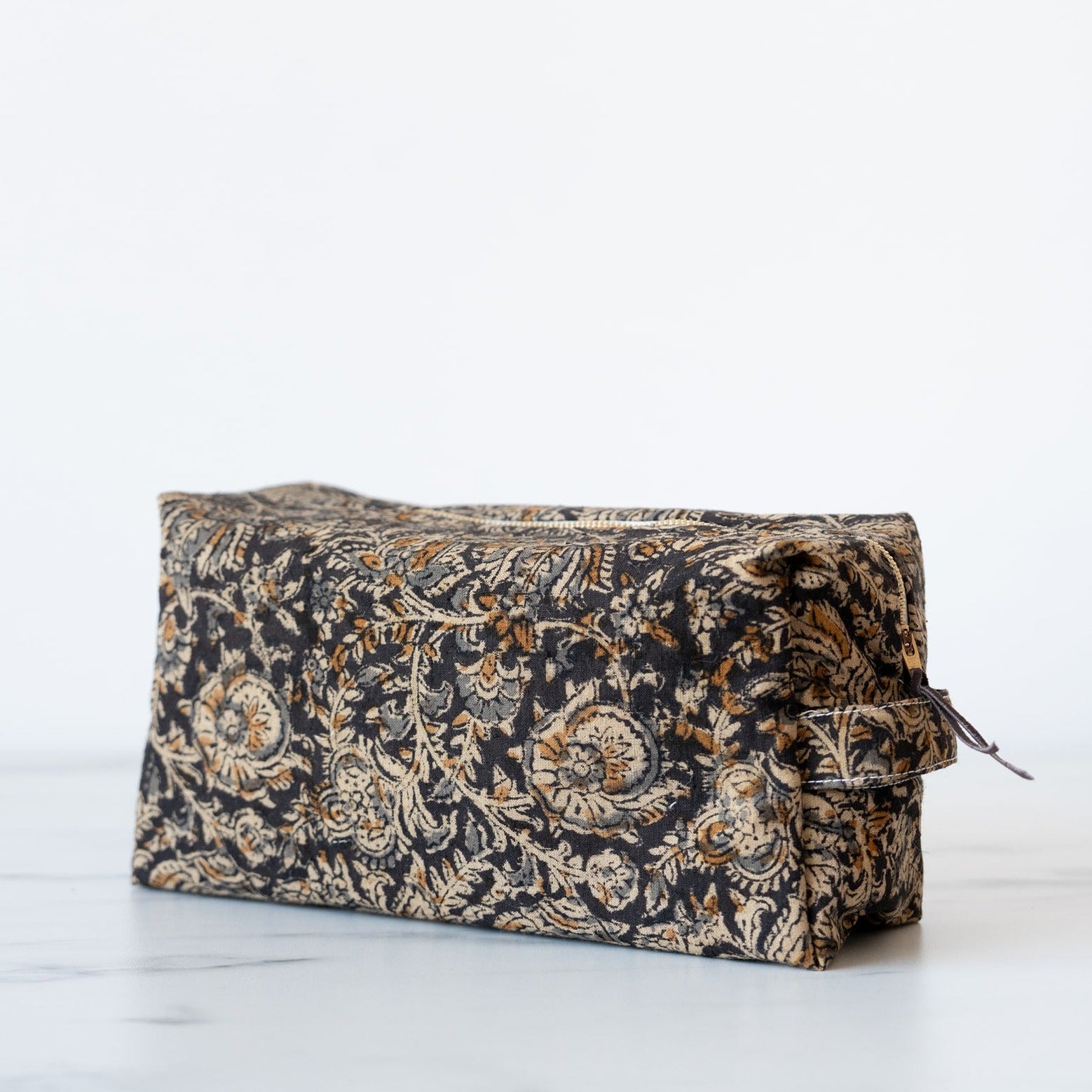 Block print weekender toiletry bag