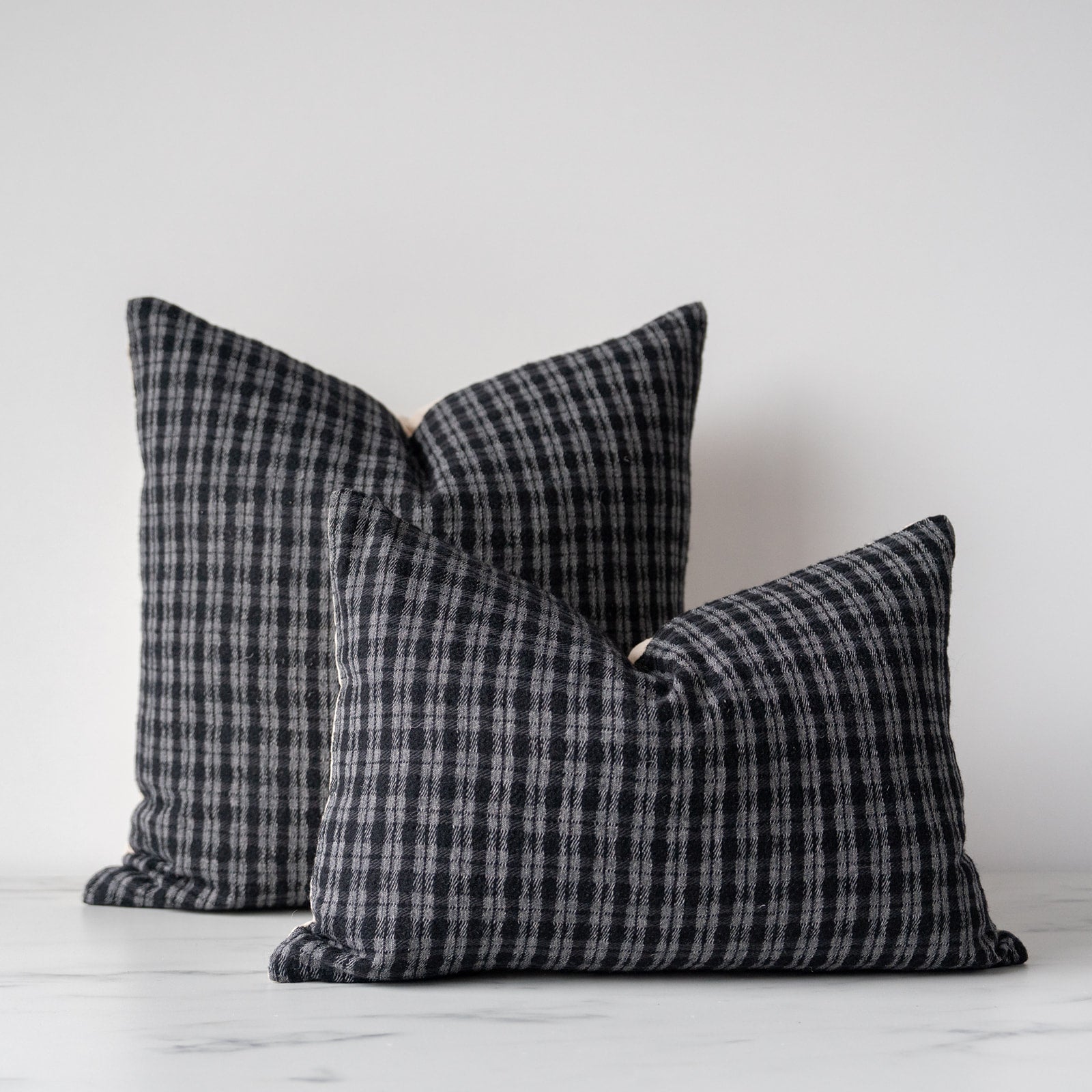 Charcoal plaid pillow covers