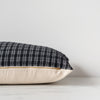 Charcoal plaid pillow cover with brass zipper closure