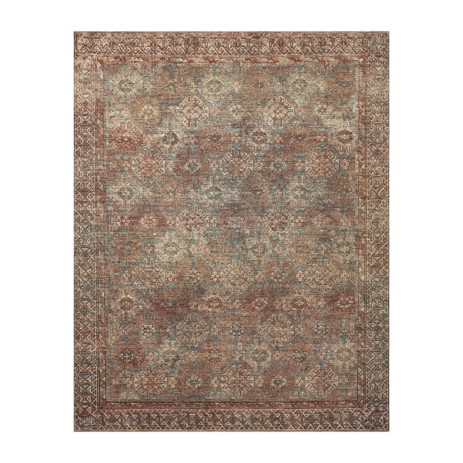 Amber Lewis x Loloi Billie Aqua / Rust Rug 0-patterned rugs Loloi 18" x 18" sample