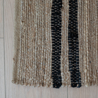 Black Stripe Jute Mat - Rug & Weave