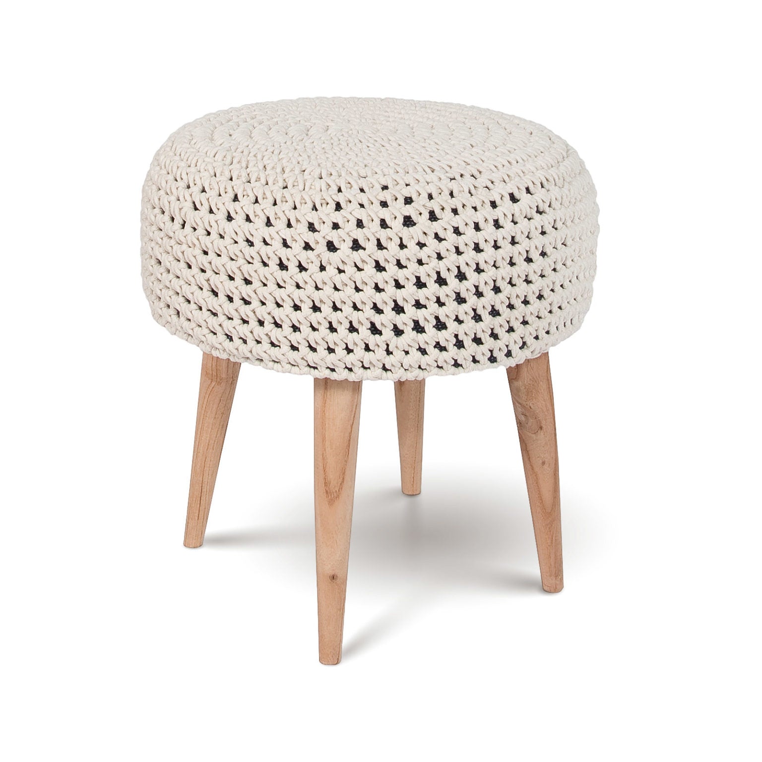 Woven Macrame Stool / Cream - Rug & Weave
