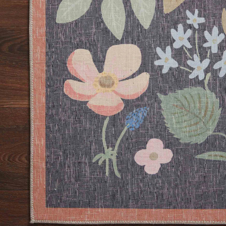 Rifle Paper Co. X Loloi/ Cotswolds Strawberry Fields Black Rug - Rug & Weave