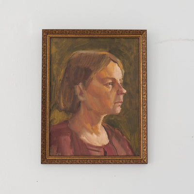 "Female Portrait" Vintage Painting - Rug & Weave