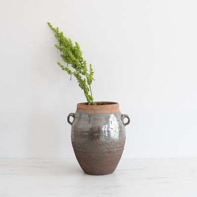 Found Dark Glazed Tall Kitchen Pot with Handles - Rug & Weave