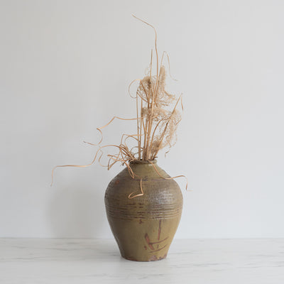 Found Vintage Olive Green Urn - Rug & Weave