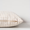 Gingham linen double sided pillow with brass zipper closure