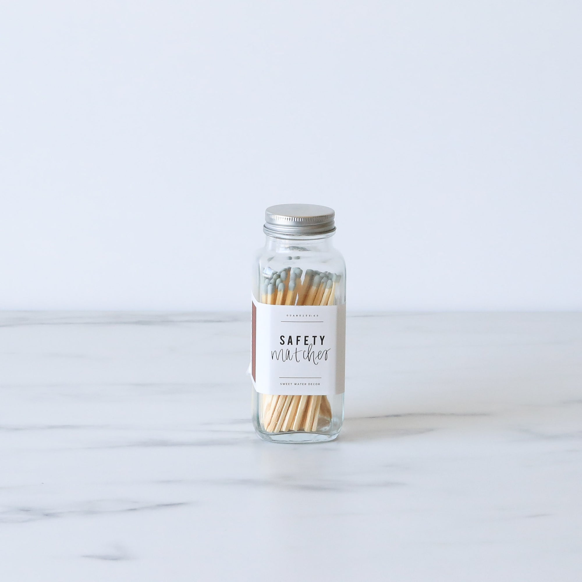 Grey Tip Safety Matches in Glass Jar - Rug & Weave