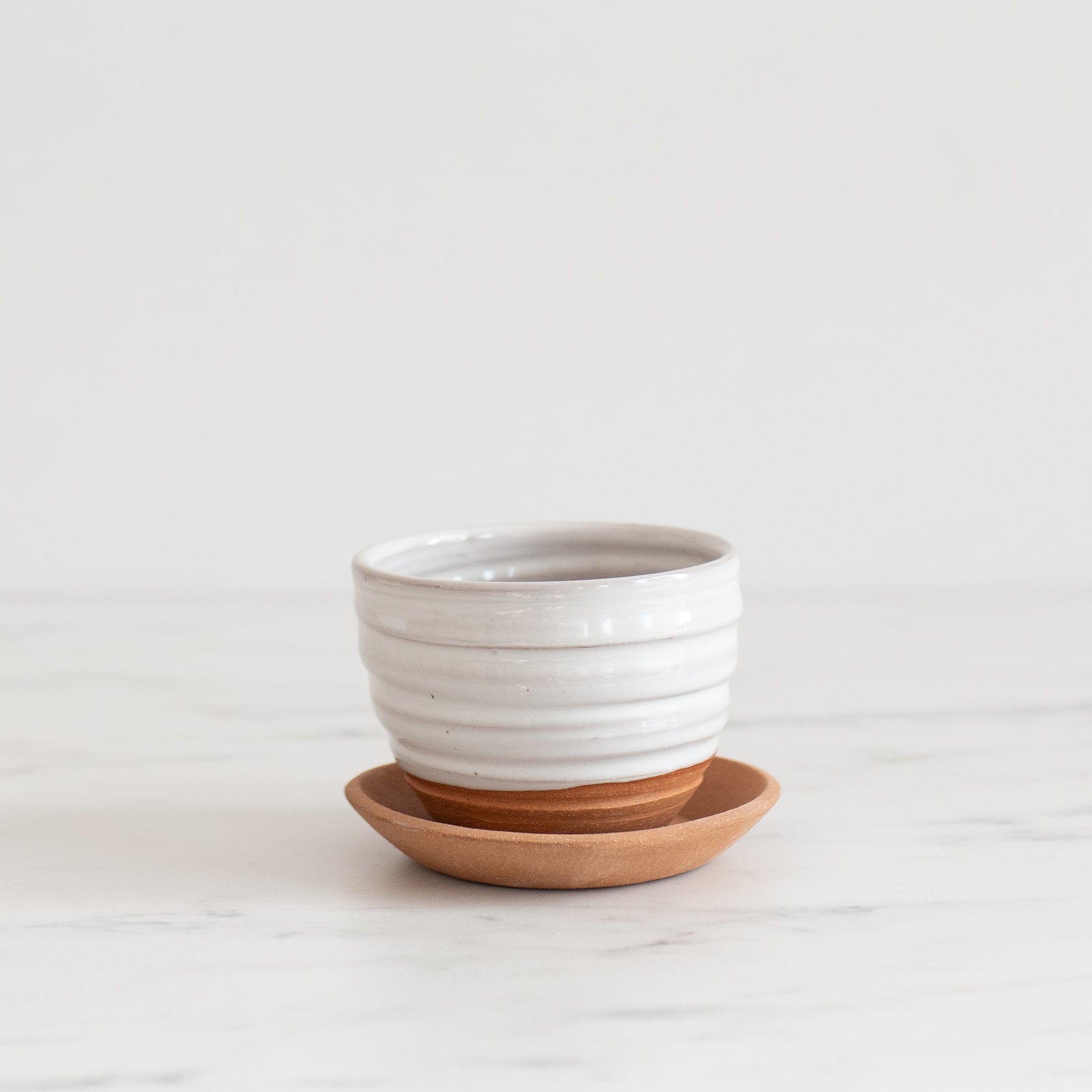 Handmade White Loft Planter with Saucer - Rug & Weave