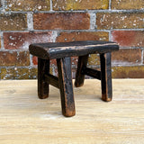 Tiny Elm Wood Stool - Black 1-VINTAGE - stool Hauer Market