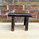 Tiny Elm Wood Stool - Black 1-VINTAGE - stool Hauer Market