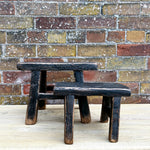 Tiny Elm Wood Stool - Black 1-VINTAGE - stool Hauer Market