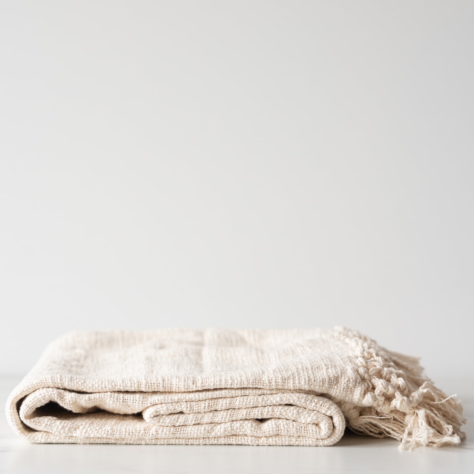 Ivory Tassel Throw Blanket - Rug & Weave