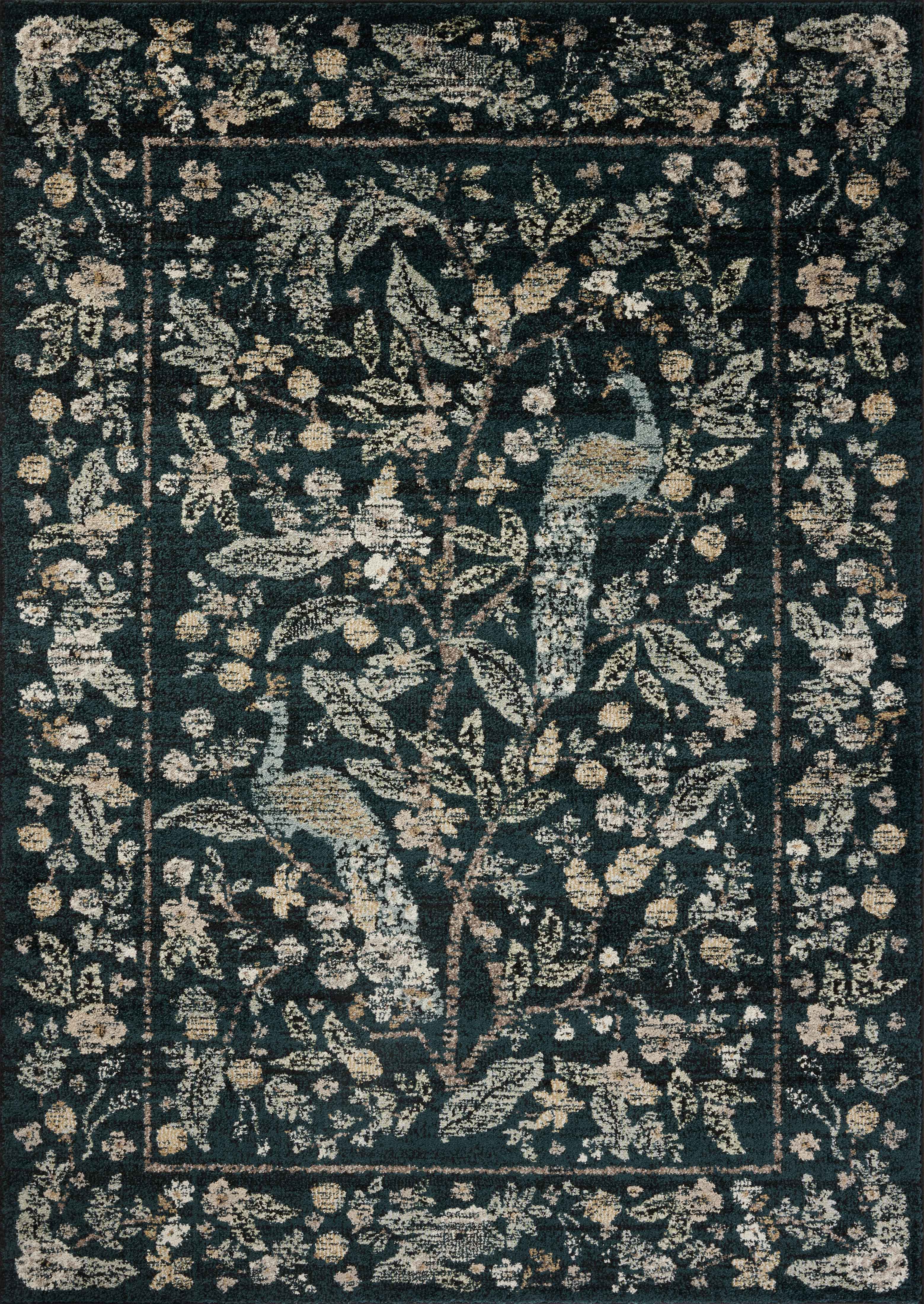 Rifle Paper Co. x Loloi Laurel Peacock Garden Navy Rug 0-RUGS-patterned Loloi