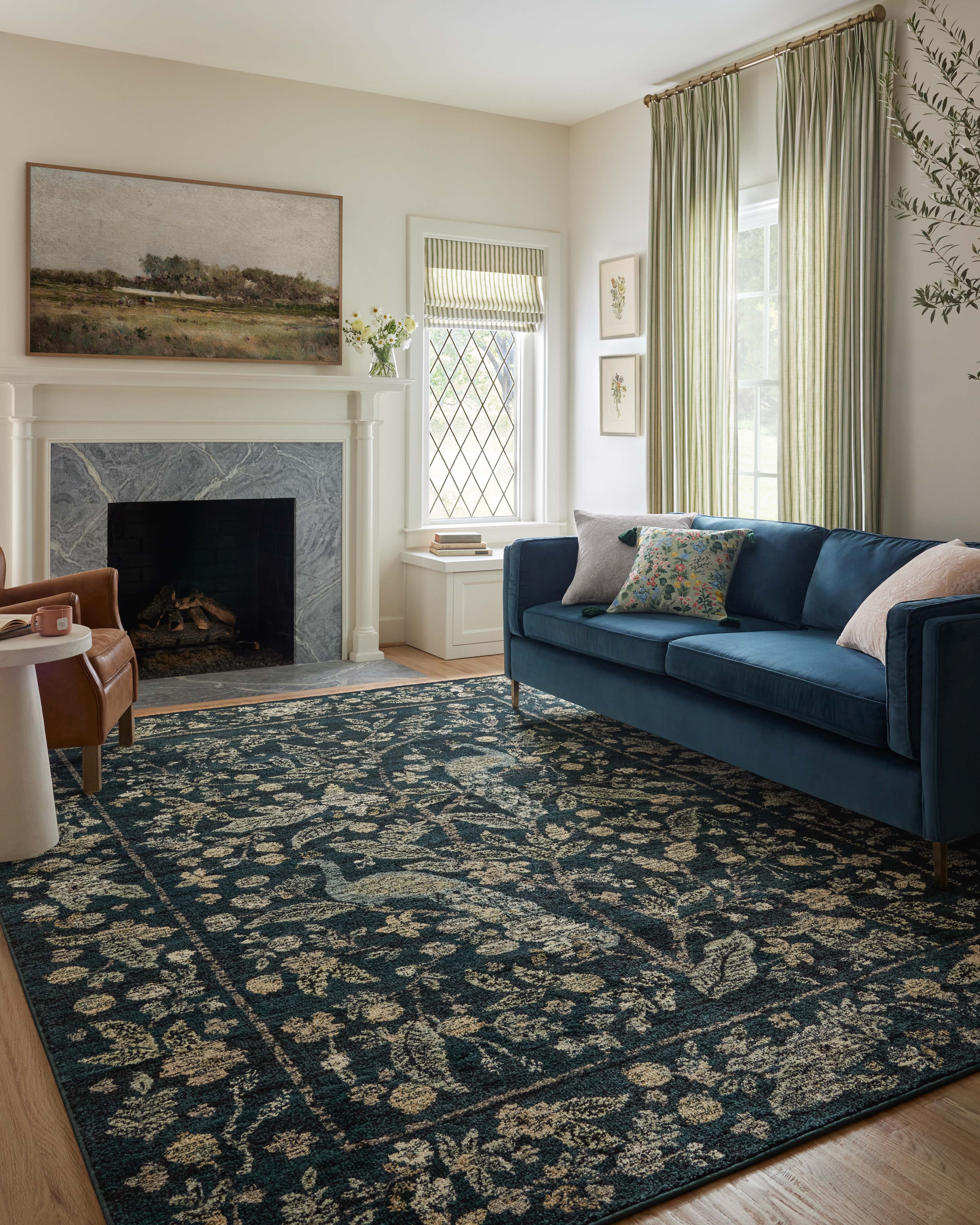 Rifle Paper Co. x Loloi Laurel Peacock Garden Navy Rug 0-RUGS-patterned Loloi