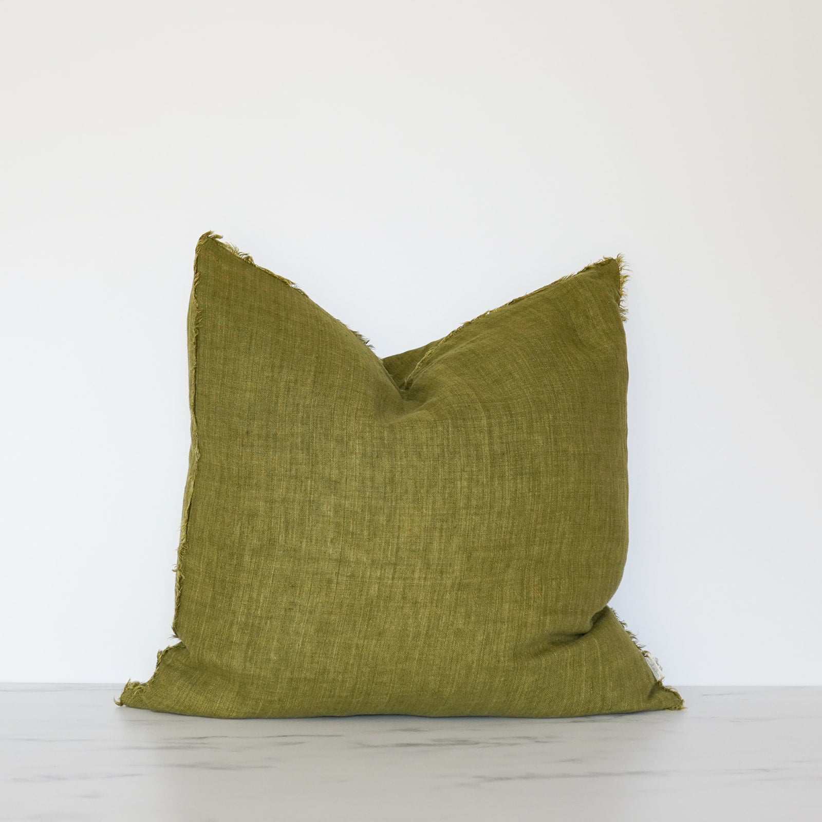Lina Dark Moss Linen Pillow - Rug & Weave