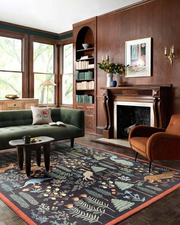 Rifle Paper Co. x Loloi Menagerie Les Fauves Black Rug - Rug & Weave
