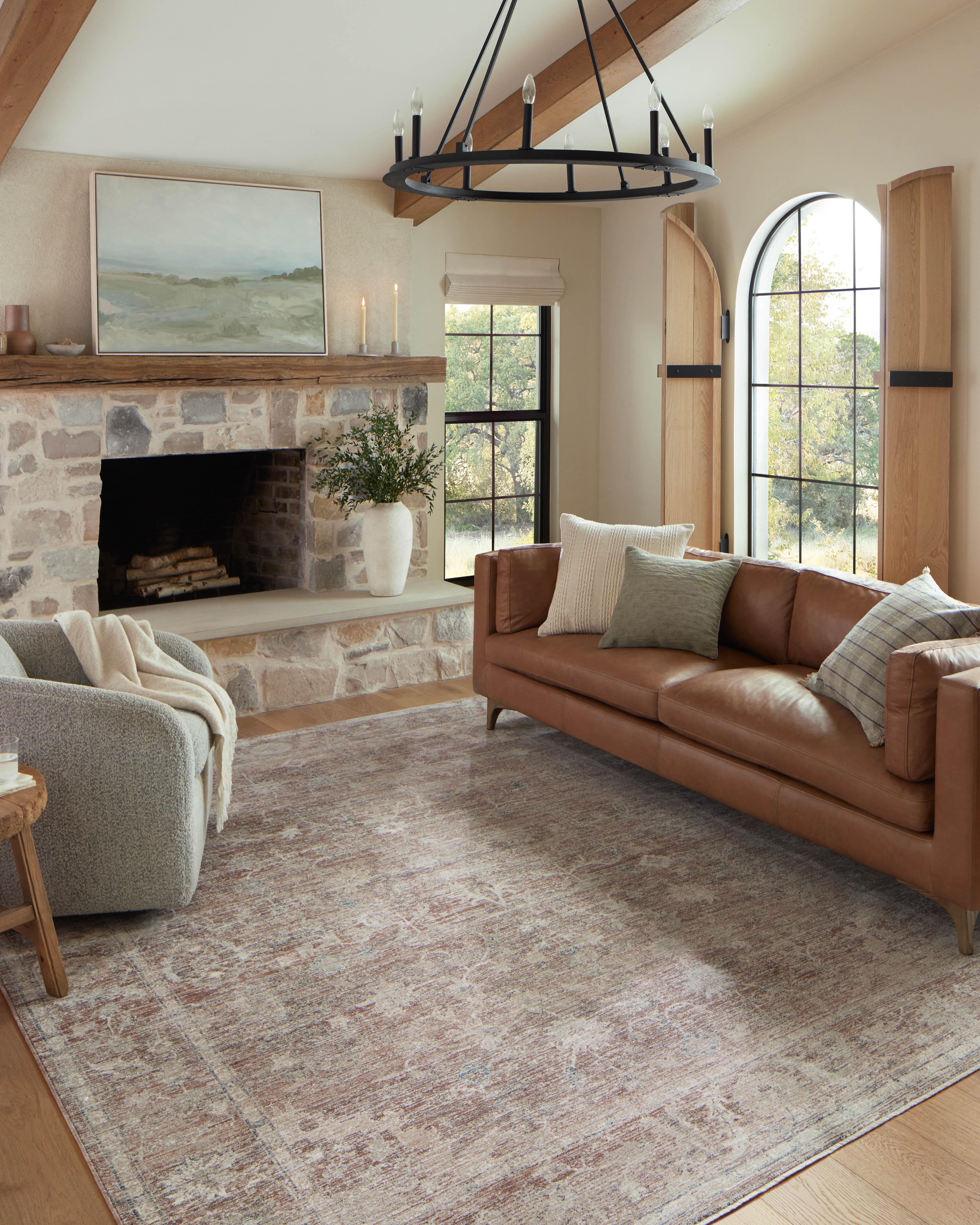 Magnolia Home by Joanna Gaines x Loloi Millie Brick / Fog Rug 0-patterned rugs Loloi