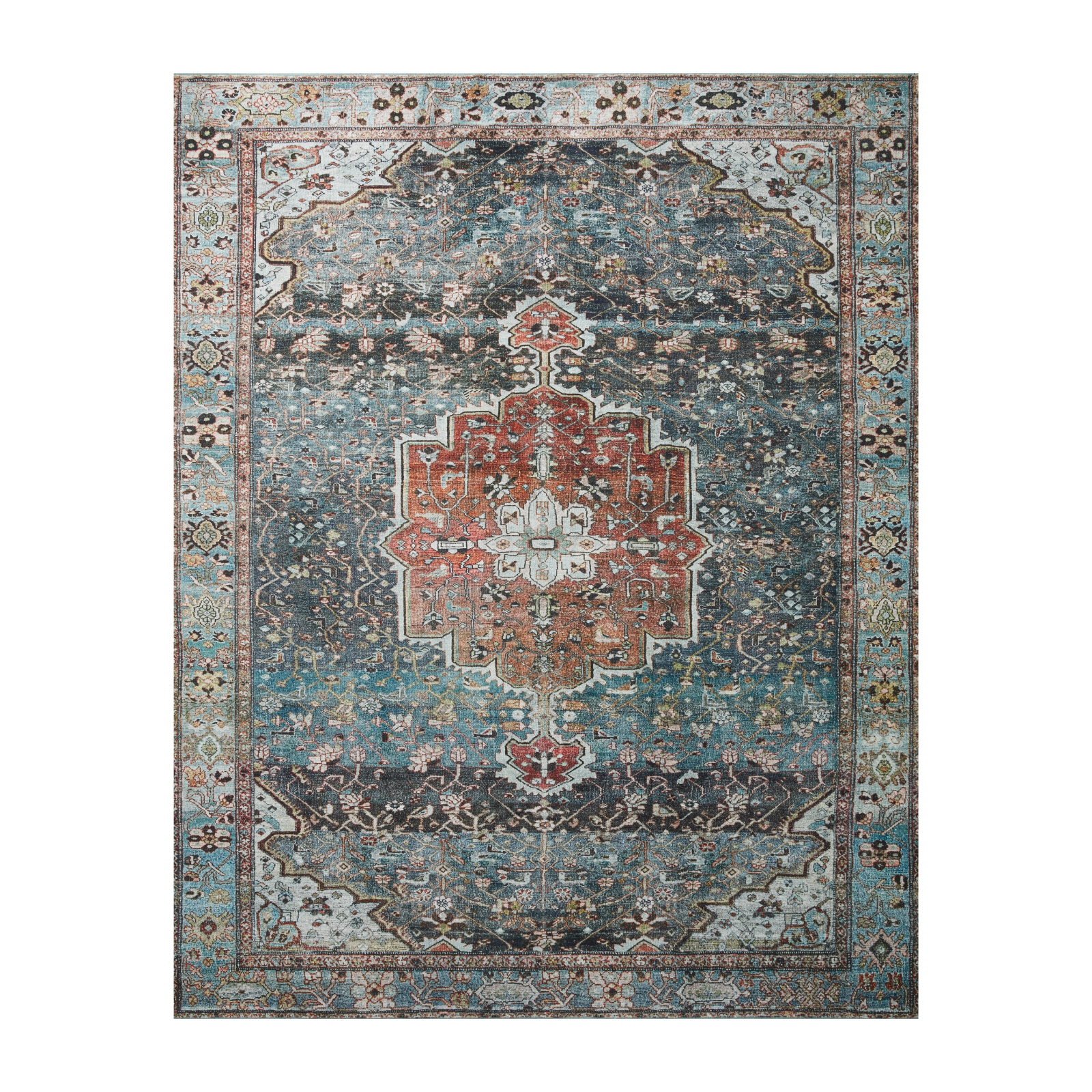 Loloi Margot Ocean/Brick Rug 1-patterned rugs Loloi 18" x 18" SAMPLE