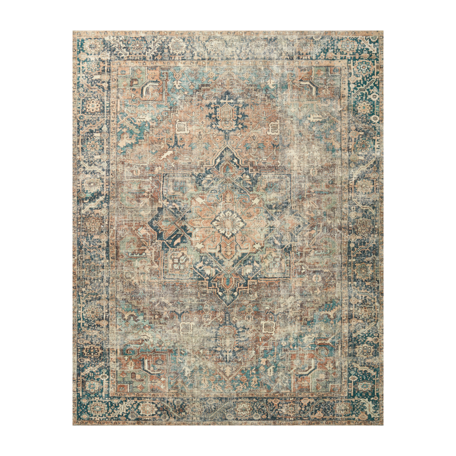 Loloi Margot Terracotta/Lagoon Rug 0-RUGS - patterned Loloi 18" x 18" SAMPLE