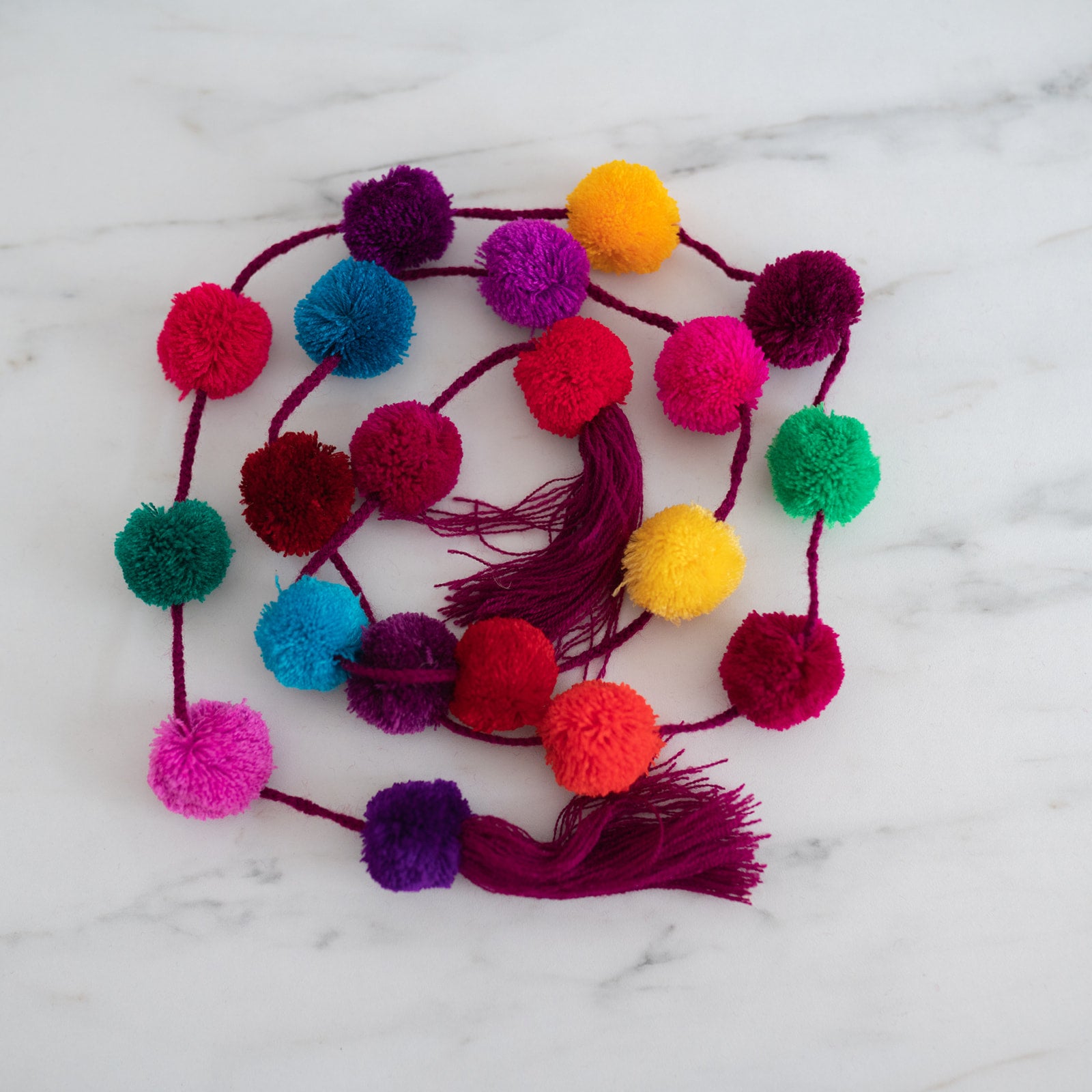 Multi-Coloured Pom Pom Garland - Rug & Weave