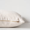 Oatmeal linen pillow with brass zipper closure