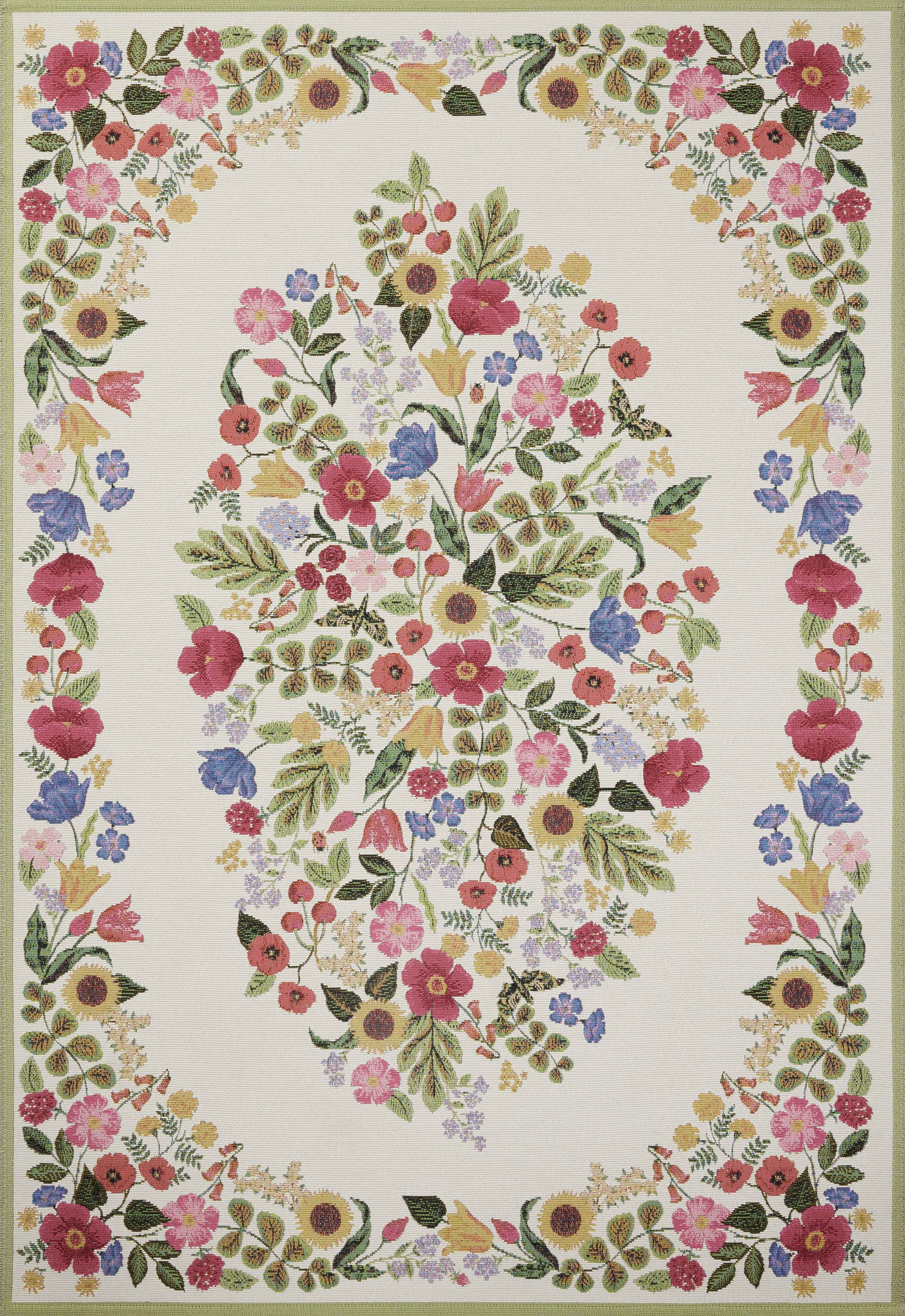 Rifle Paper Co. x Loloi Perennial Blossom Cream Rug 5-Rugs - indoor/outdoor Loloi