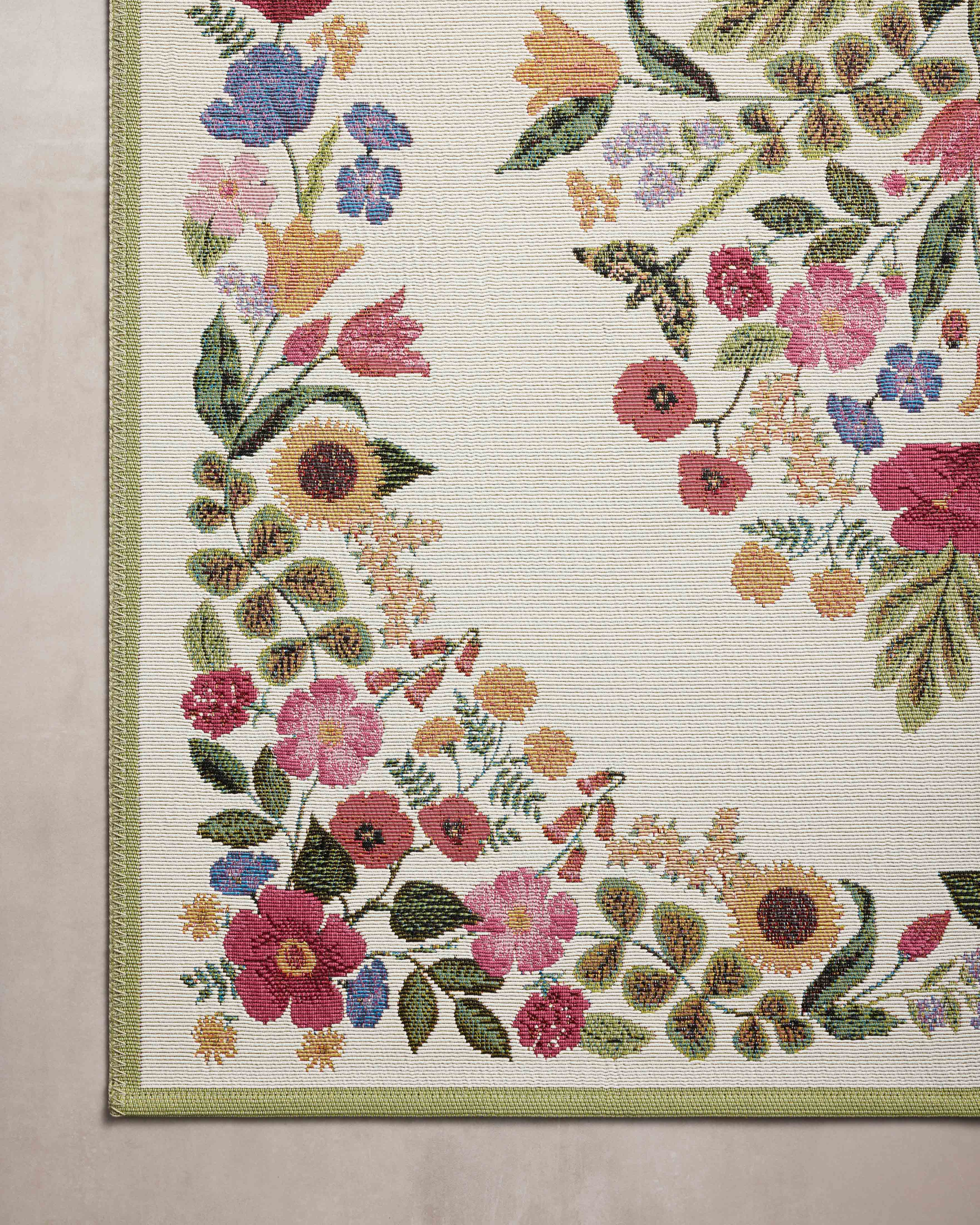 Rifle Paper Co. x Loloi Perennial Blossom Cream Rug 5-Rugs - indoor/outdoor Loloi