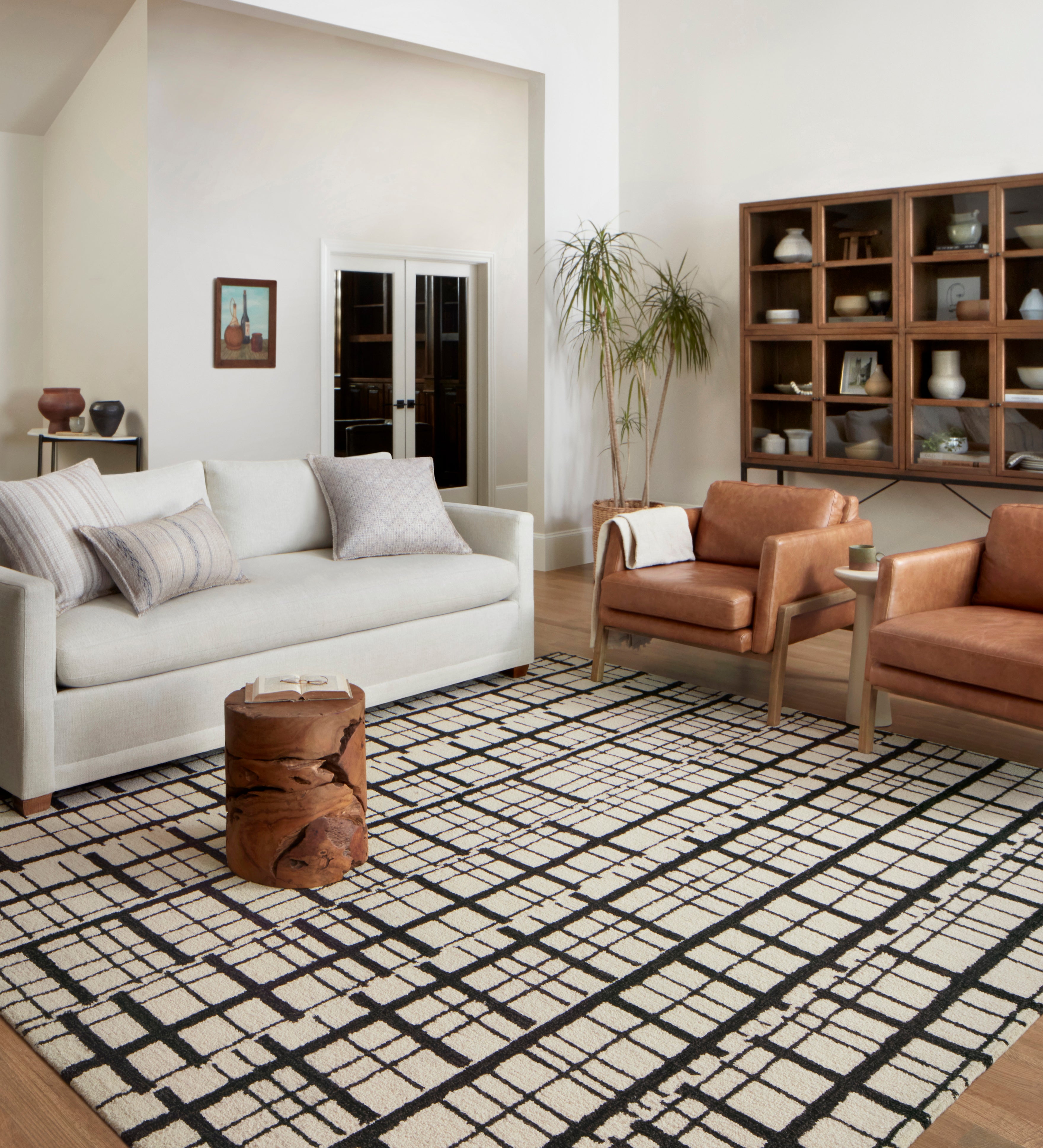 Chris Loves Julia x Loloi Polly Black / Ivory Rug 1-RUGS - jute Loloi