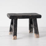 Tiny Elm Wood Stool - Black 1-VINTAGE - stool Hauer Market