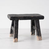 Tiny Elm Wood Stool - Black 1-VINTAGE - stool Hauer Market
